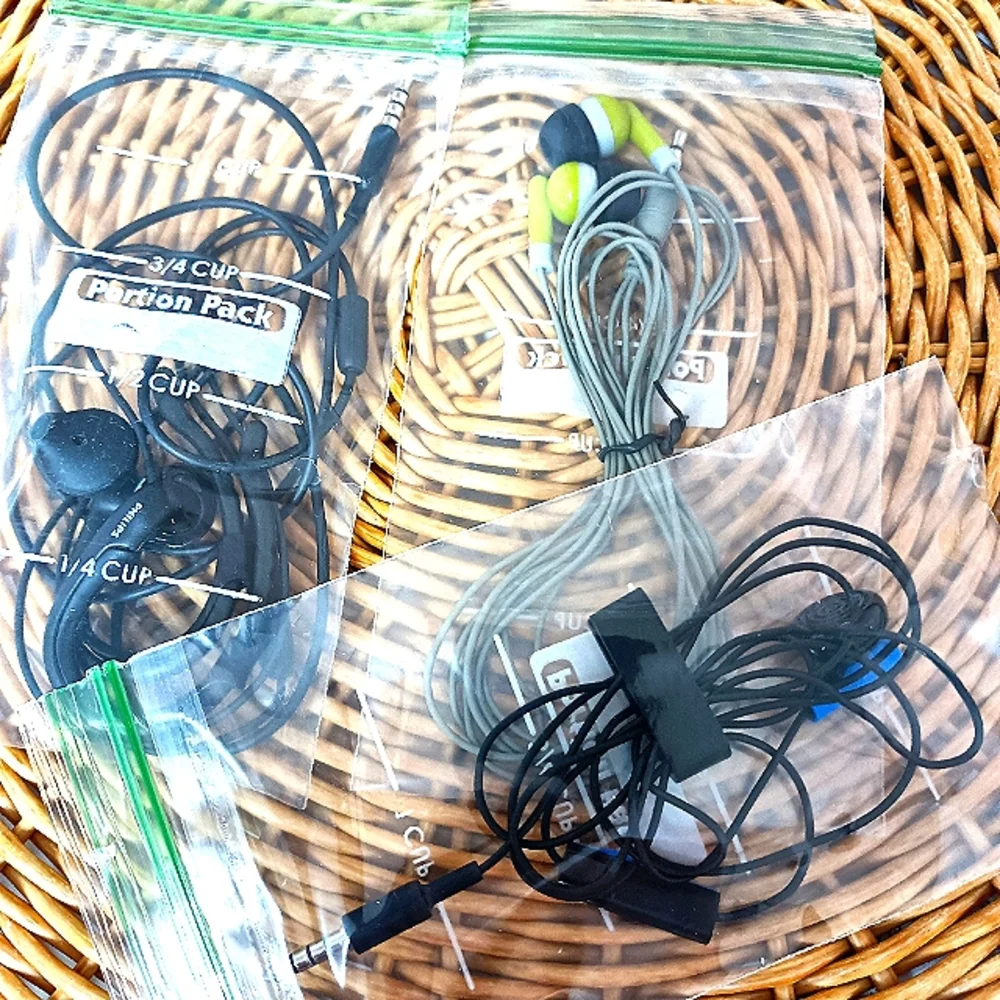 Assorted Wired Earphones, bunch of three, all work.